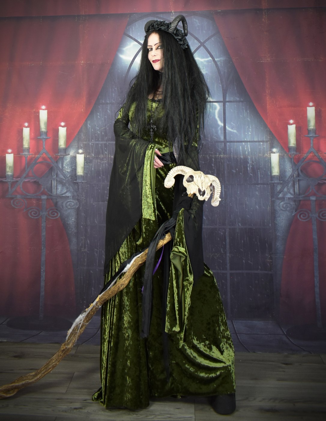 Malia Gown - Woodland Witch Elven Hooded Goth Dress by Moonmaiden Gothic Clothing