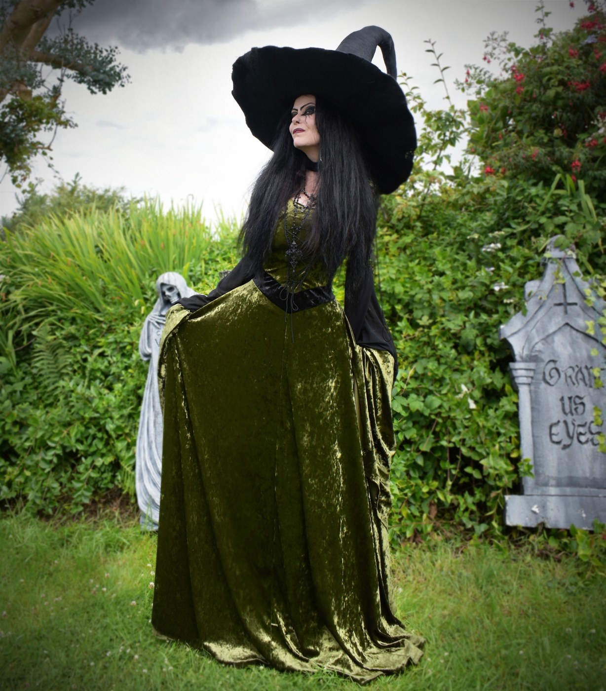 Malia Gown - Woodland Witch Elven Hooded Goth Dress by Moonmaiden Gothic Clothing