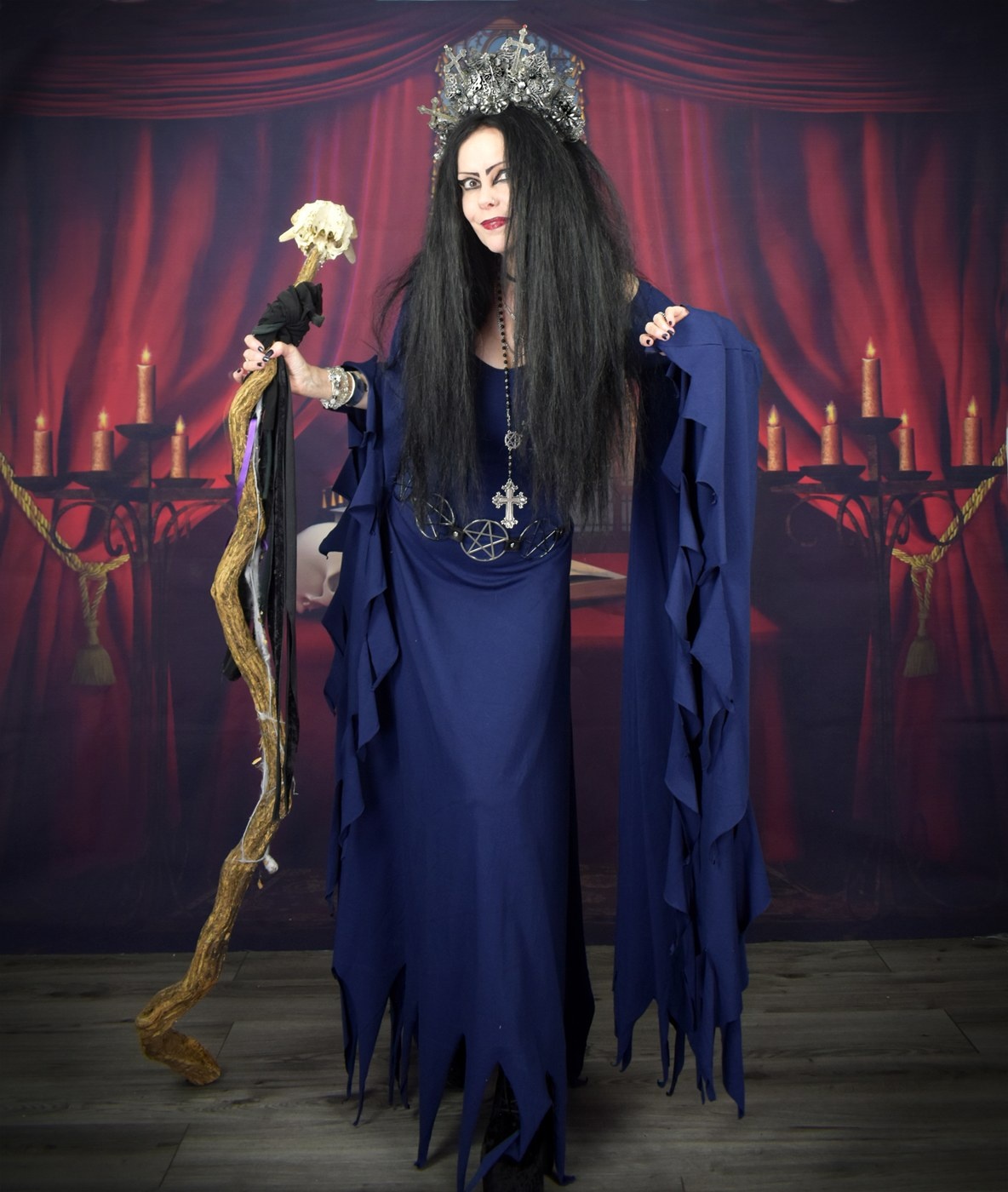 Vixiana Witch Dress- cotton lycra ravenwinged raggedy witchy witch dress by Moonmaiden Gothic Clothing