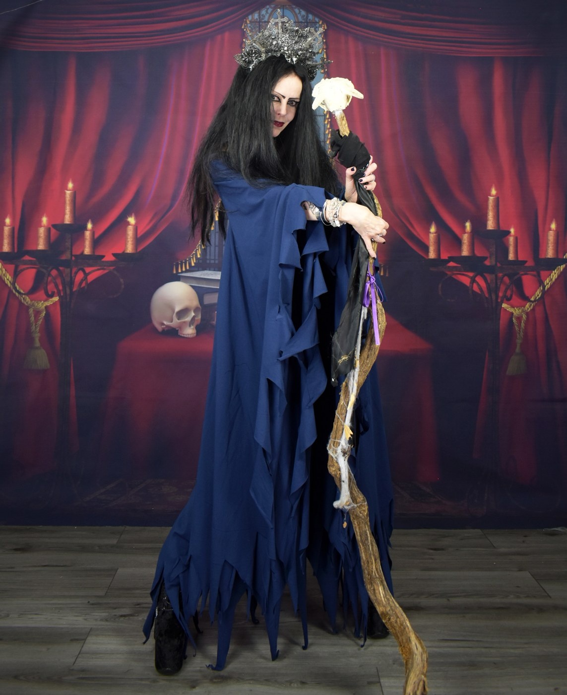 Vixiana Witch Dress- cotton lycra ravenwinged raggedy witchy witch dress by Moonmaiden Gothic Clothing