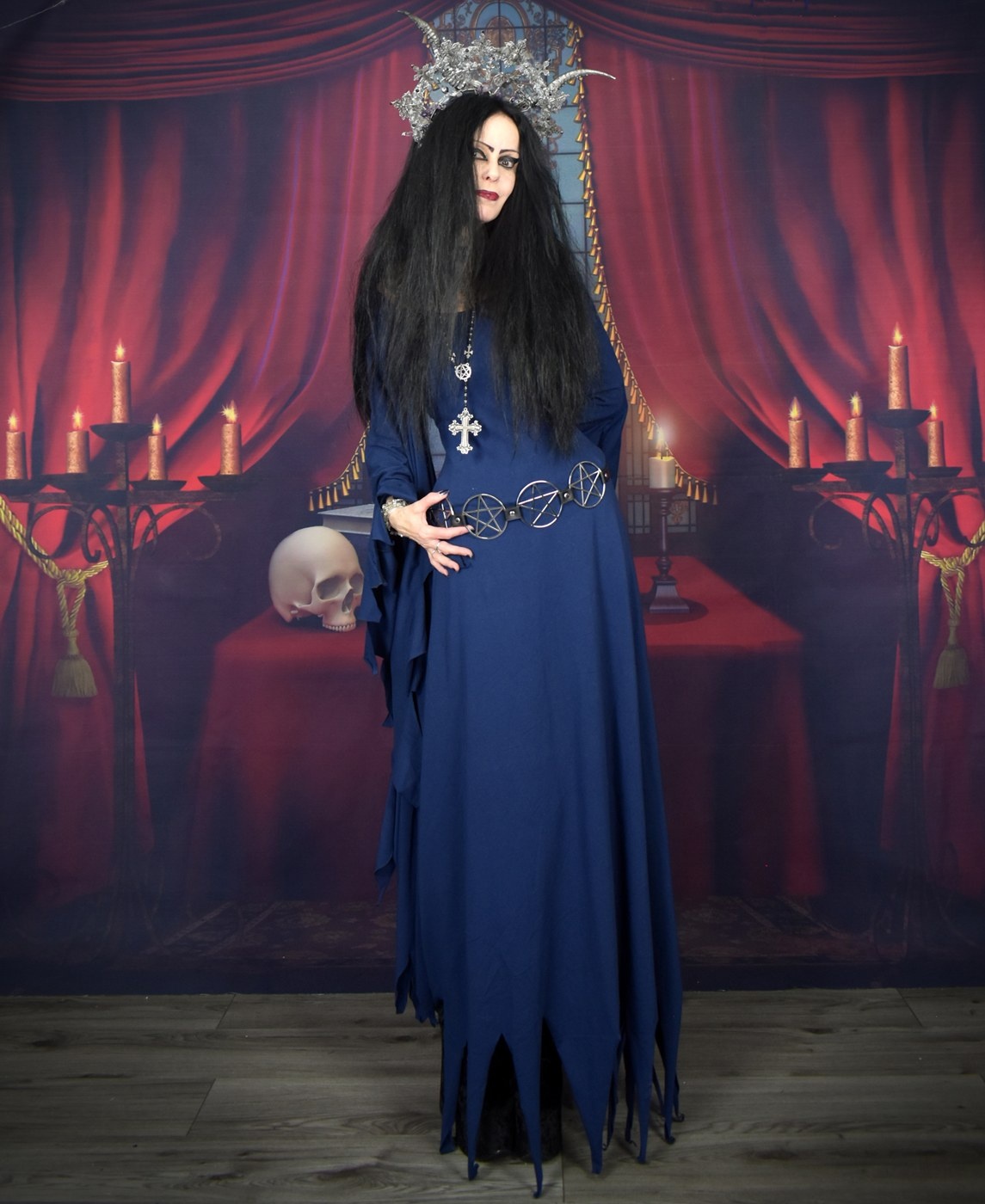 Vixiana Witch Dress- cotton lycra ravenwinged raggedy witchy witch dress by Moonmaiden Gothic Clothing