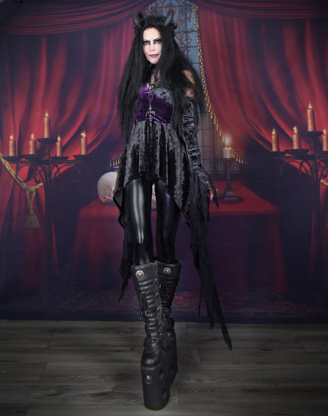 Tabitha's Terrifyingly Terrific Tunic Top - crushed velvet crossover witch top by Moonmaiden Gothic Clothing