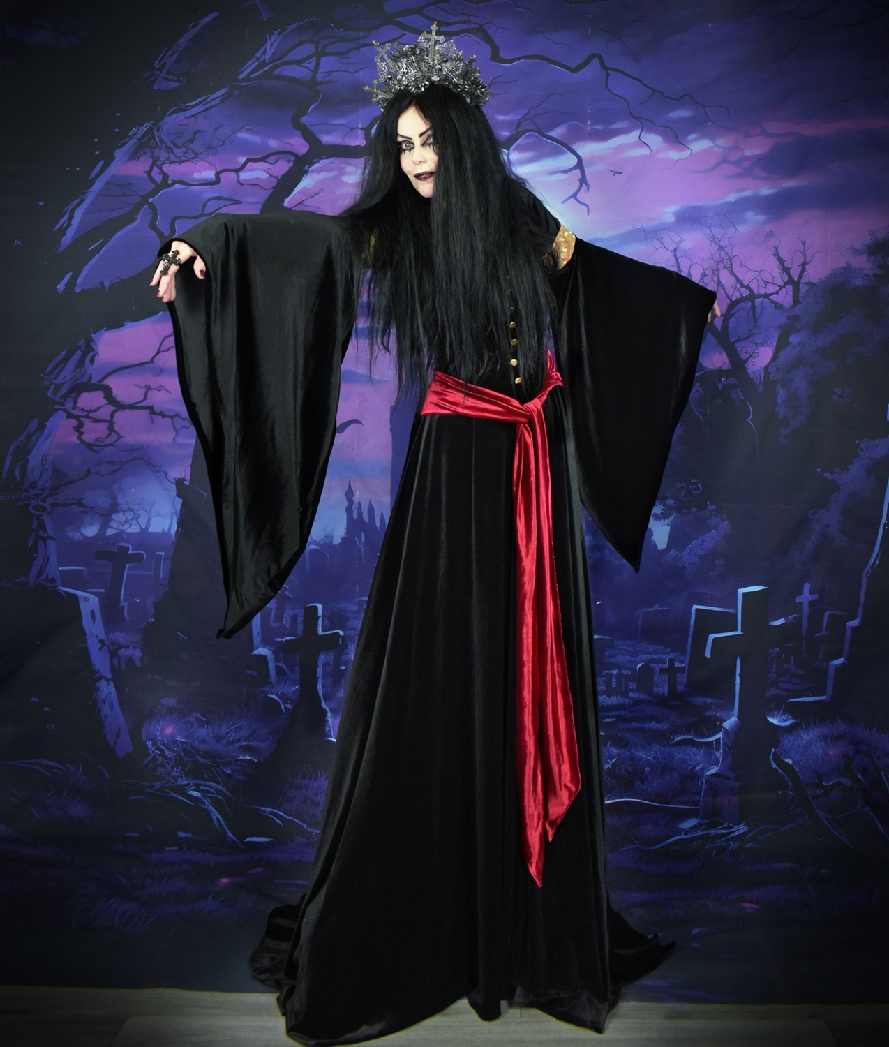 Arwen Mourning Gown - spandex velvet elven Lord of the Rings cosplay dress by Moonmaiden Gothic Clothing