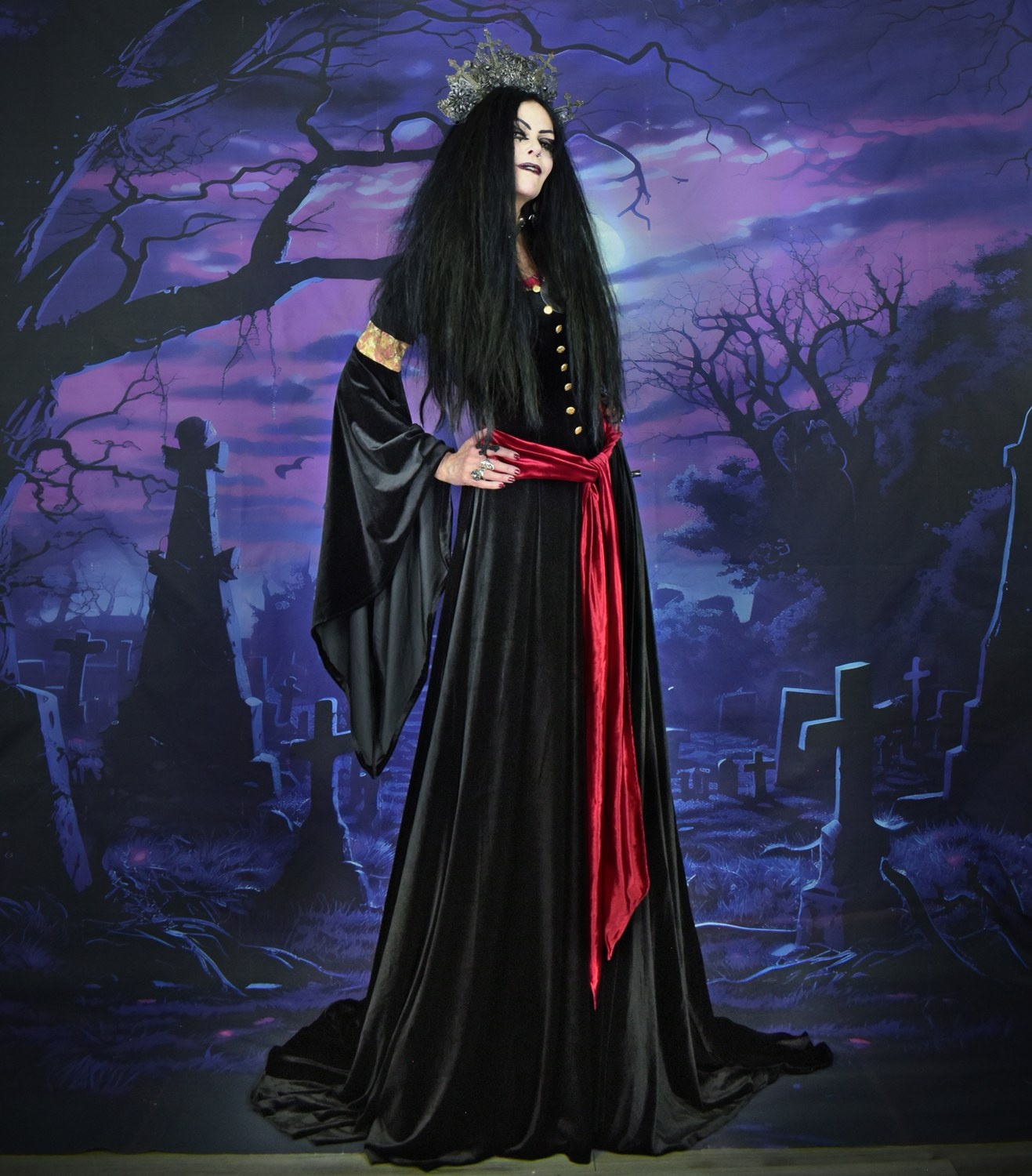 Arwen Mourning Gown - spandex velvet elven Lord of the Rings cosplay dress by Moonmaiden Gothic Clothing