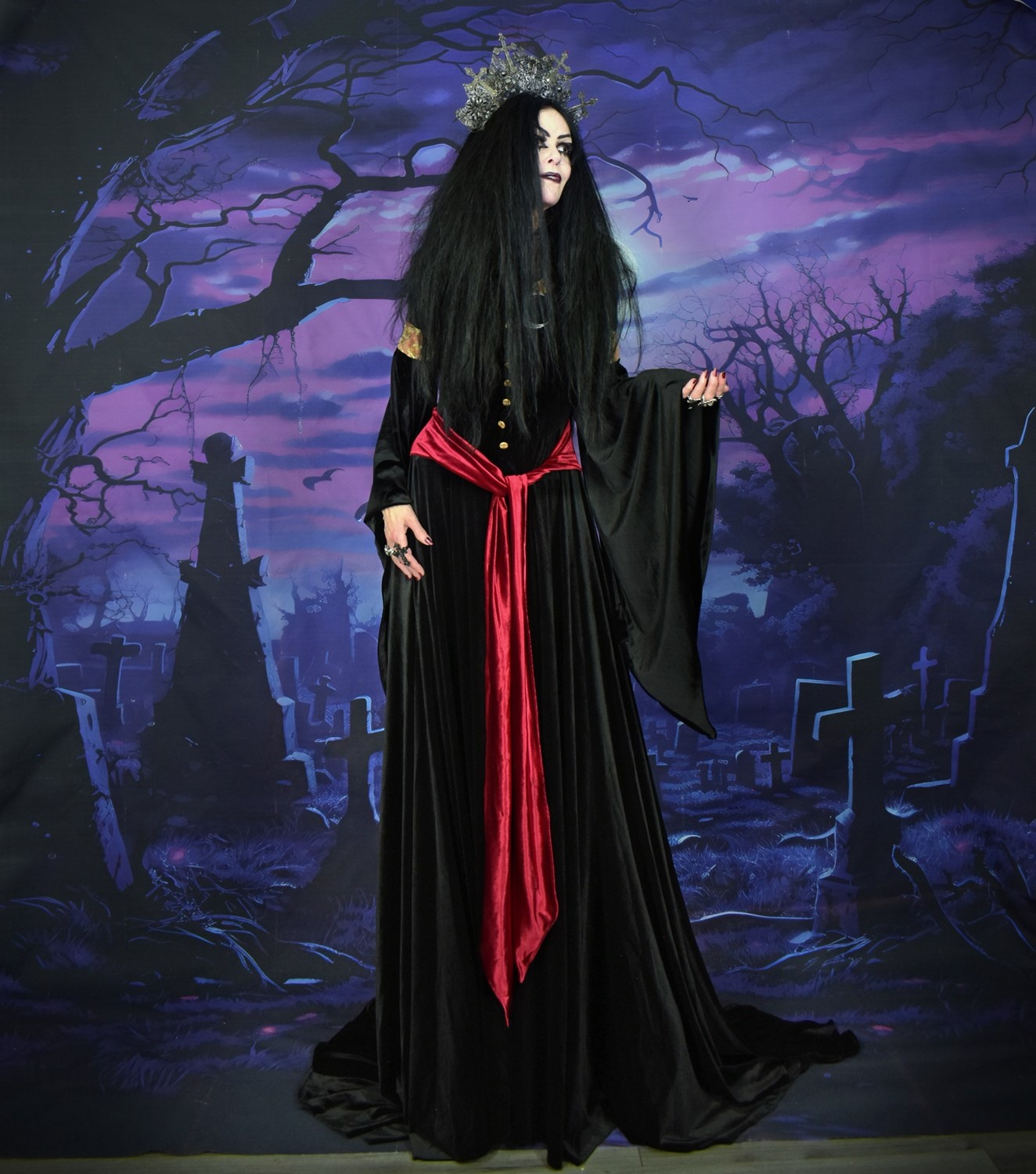 Arwen Mourning Gown - spandex velvet elven Lord of the Rings cosplay dress by Moonmaiden Gothic Clothing