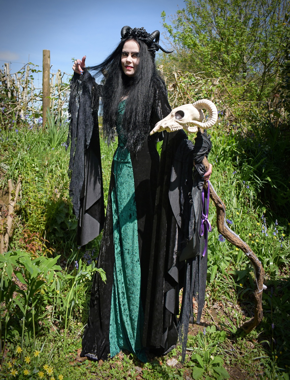 Woodlandwytch Ritual Gown - marble crushed velvet forest witch goth dress by Moonmaiden Gothic Clothing