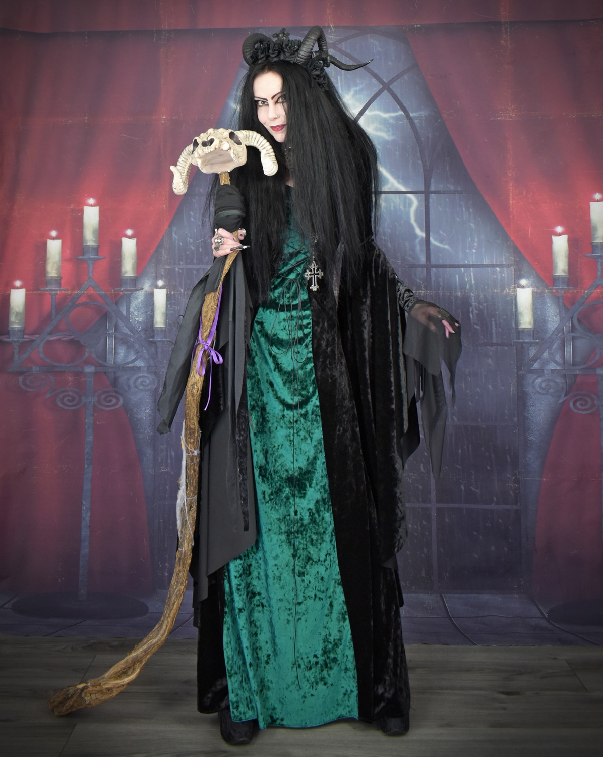 Woodlandwytch Ritual Gown - marble crushed velvet forest witch goth dress by Moonmaiden Gothic Clothing