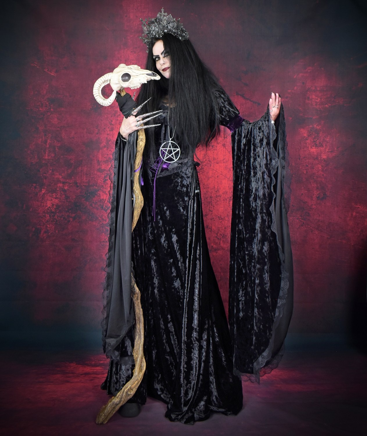 The Graveheart Revenant Gown -  crushed velvet goth witch dress by Moonmaiden Gothic Clothing