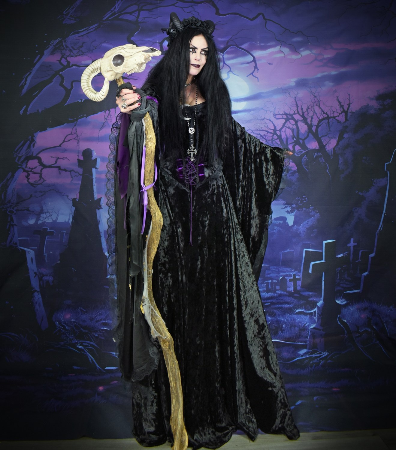 The Graveheart Revenant Gown -  crushed velvet goth witch dress by Moonmaiden Gothic Clothing