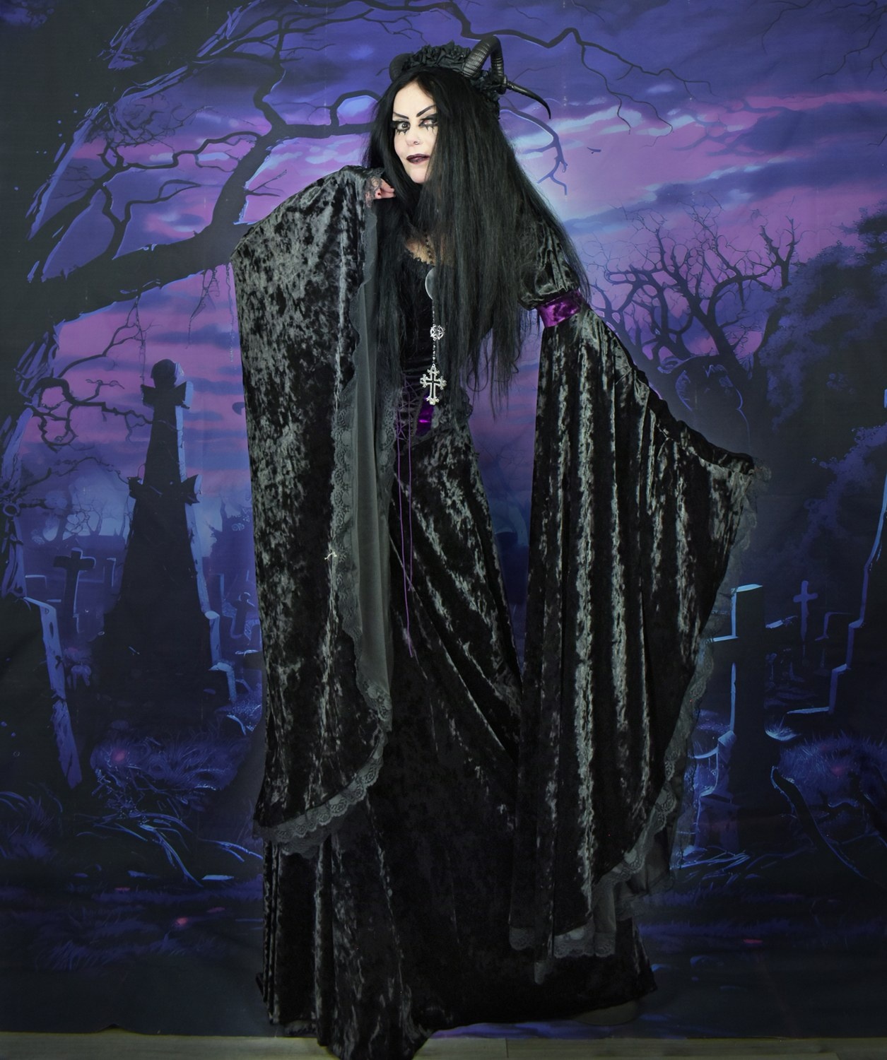 The Graveheart Revenant Gown -  crushed velvet goth witch dress by Moonmaiden Gothic Clothing