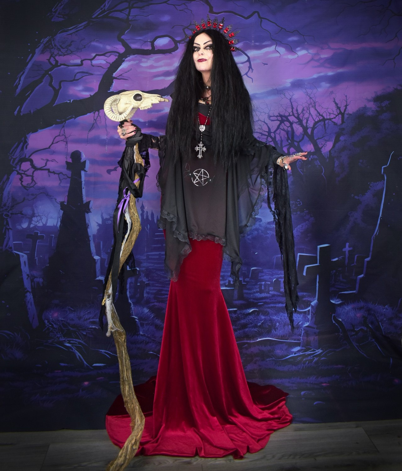 Ligeia Dress - slinky spandex velvet witch dress by Moonmaiden Gothic Clothing