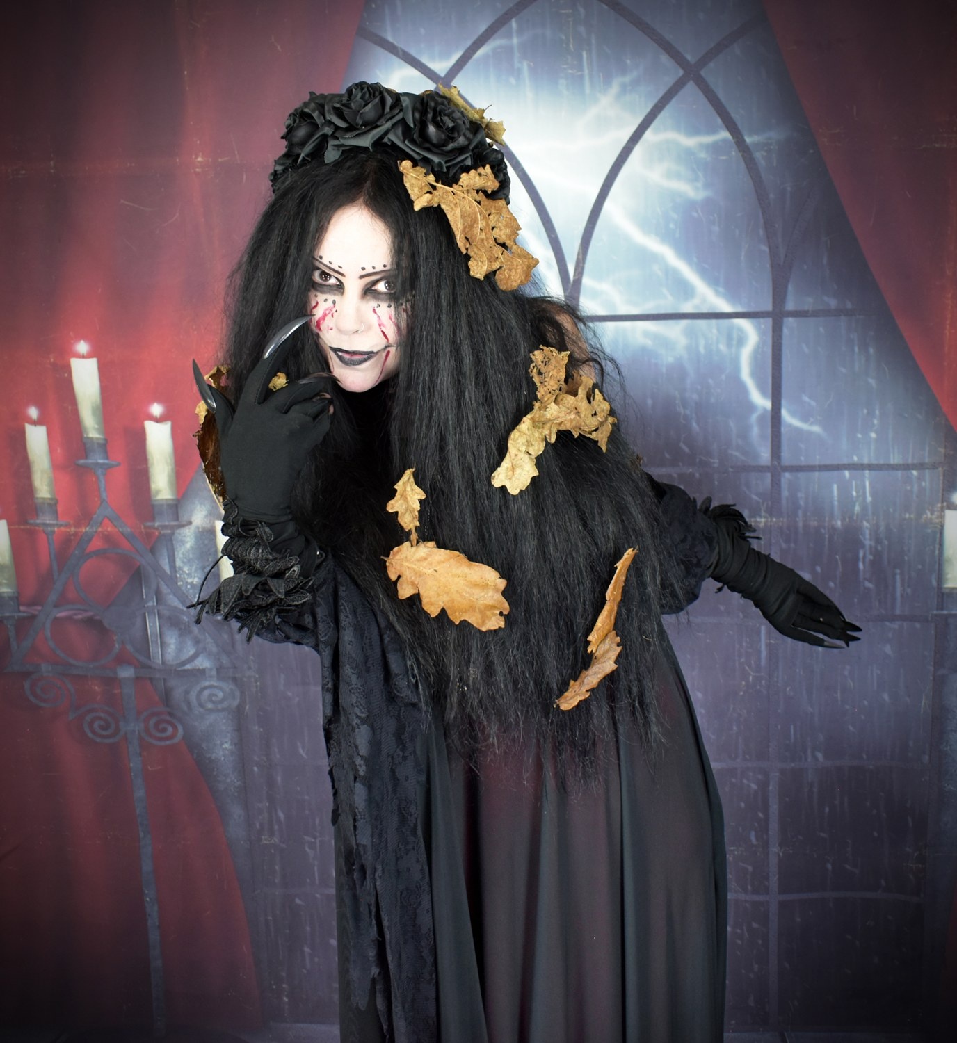 Tomb of Ligeia Ensemble - velvet and mesh witchy goth halloween costume by Moonmaiden Gothic Clothing