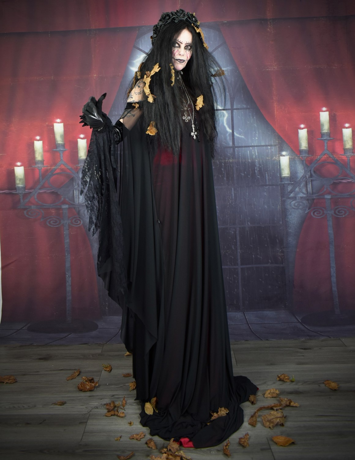 Tomb of Ligeia Ensemble - velvet and mesh witchy goth halloween costume by Moonmaiden Gothic Clothing