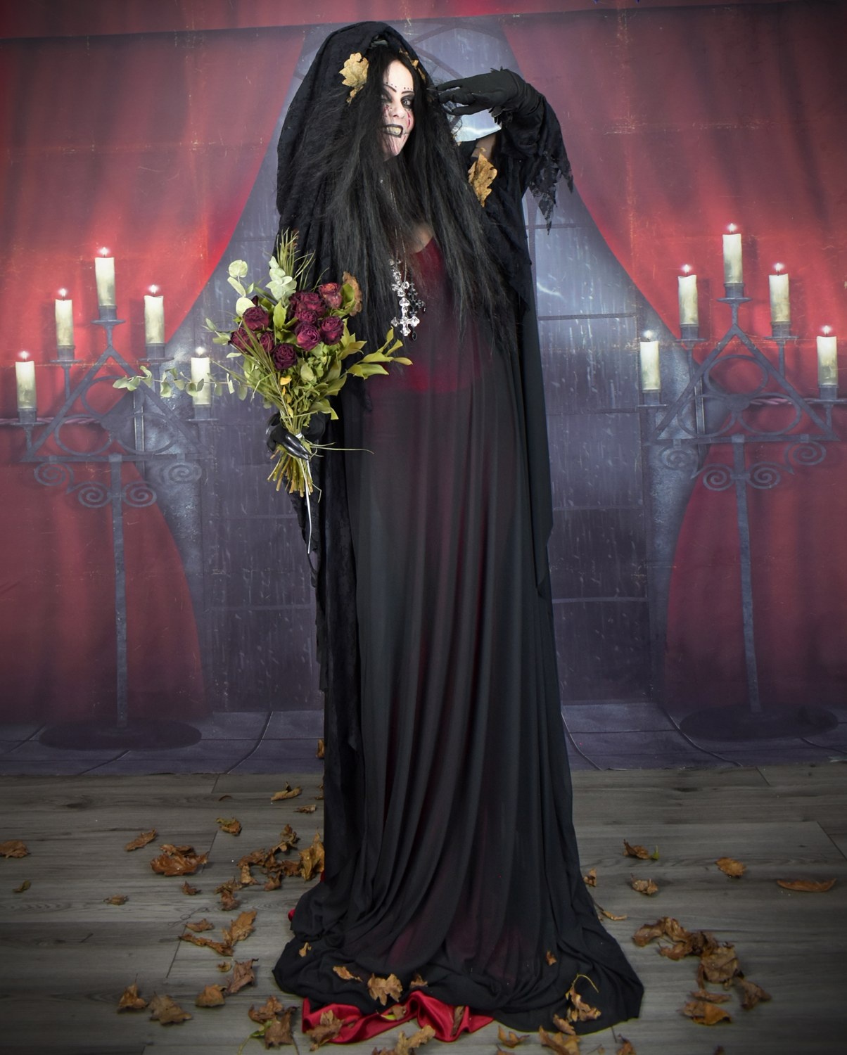 Tomb of Ligeia Ensemble - velvet and mesh witchy goth halloween costume by Moonmaiden Gothic Clothing