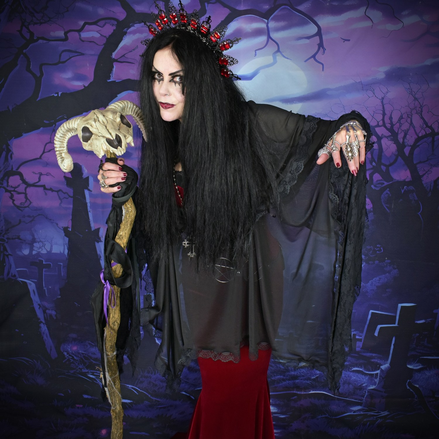 The Spookercowl - sheer mesh cowl neck hooded gothic shawl by Moonmaiden Gothic Clothing
