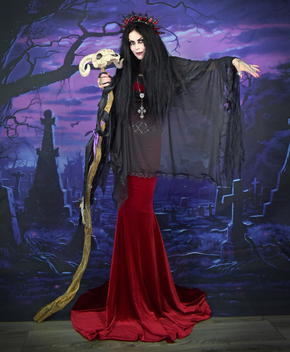 The Spookercowl - sheer mesh cowl neck hooded gothic shawl by Moonmaiden Gothic Clothing