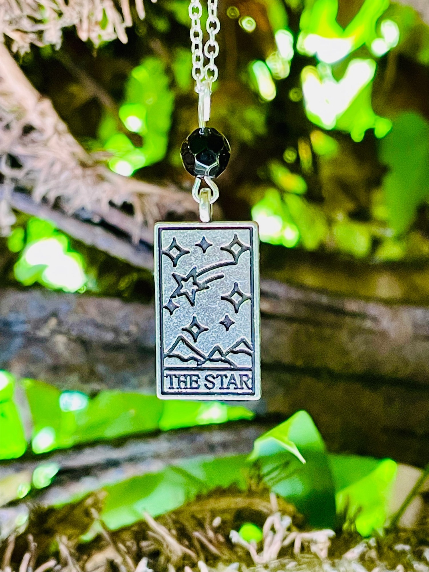 The Star Tarot & Black Onyx Pendant Necklace by My Beautiful Gothic