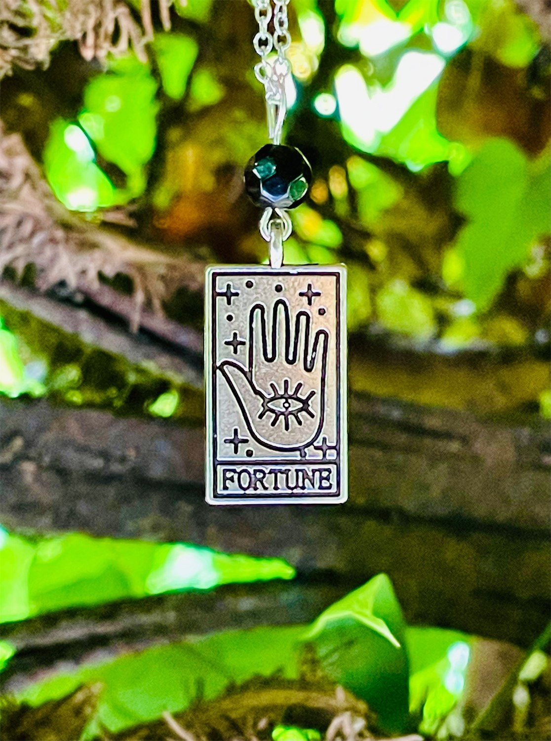 Fortune Tarot & Black Onyx Pendant Necklace by My Beautiful Gothic
