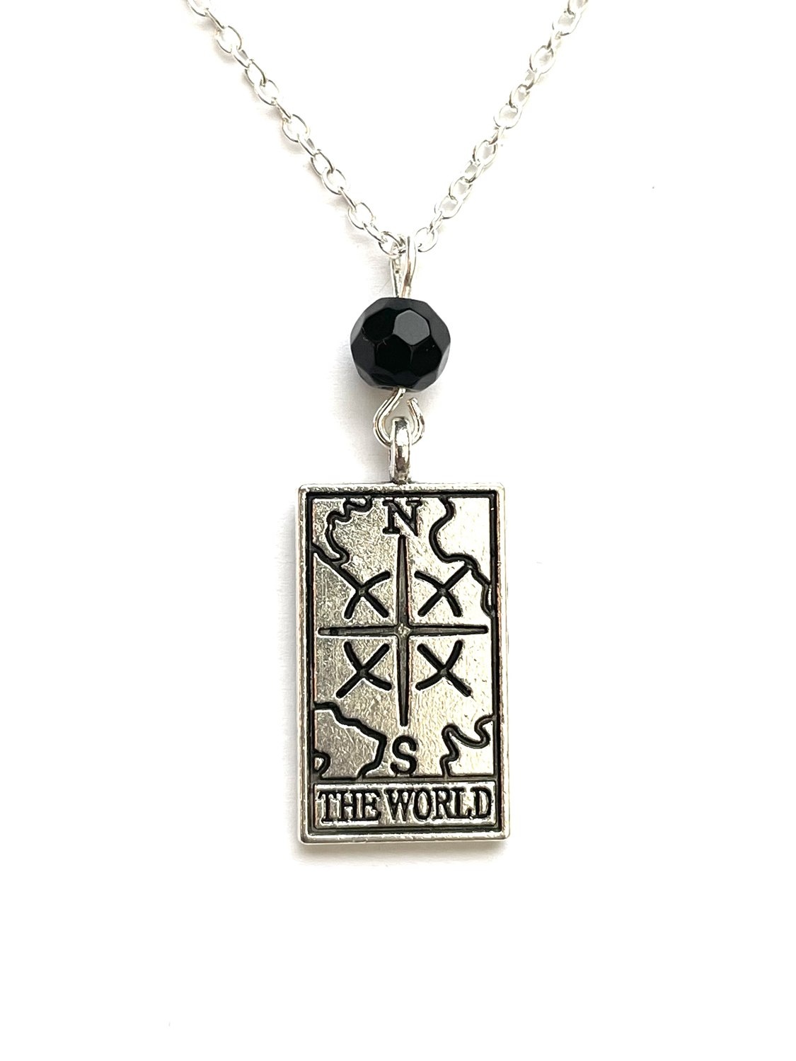 The World Tarot & Black Onyx Pendant Necklace by My Beautiful Gothic