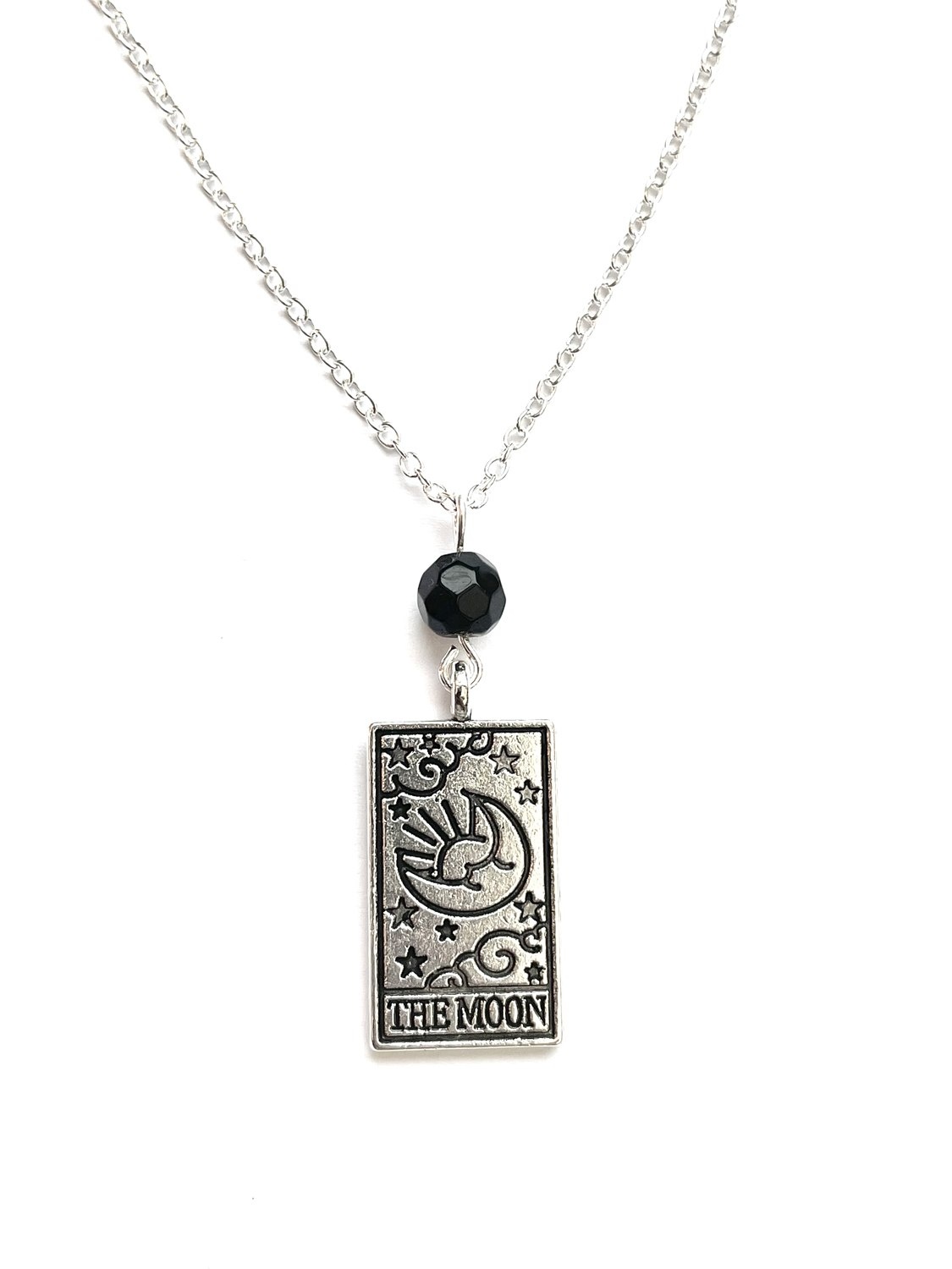 The Moon tarot & black onyx pendant necklace by My Beautiful Gothic