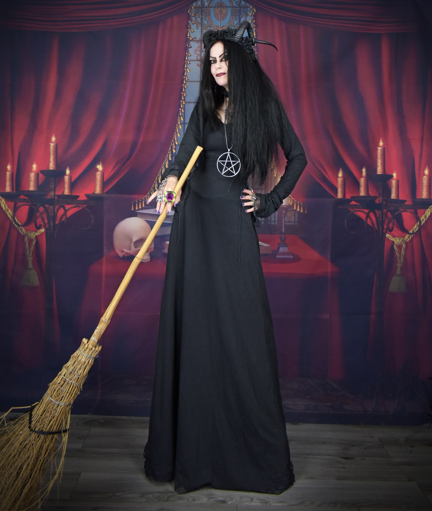 Weatherwax Nightshade Witch Dress - cotton lycra witchy witch goth dress by Moonmaiden Gothic Clothing