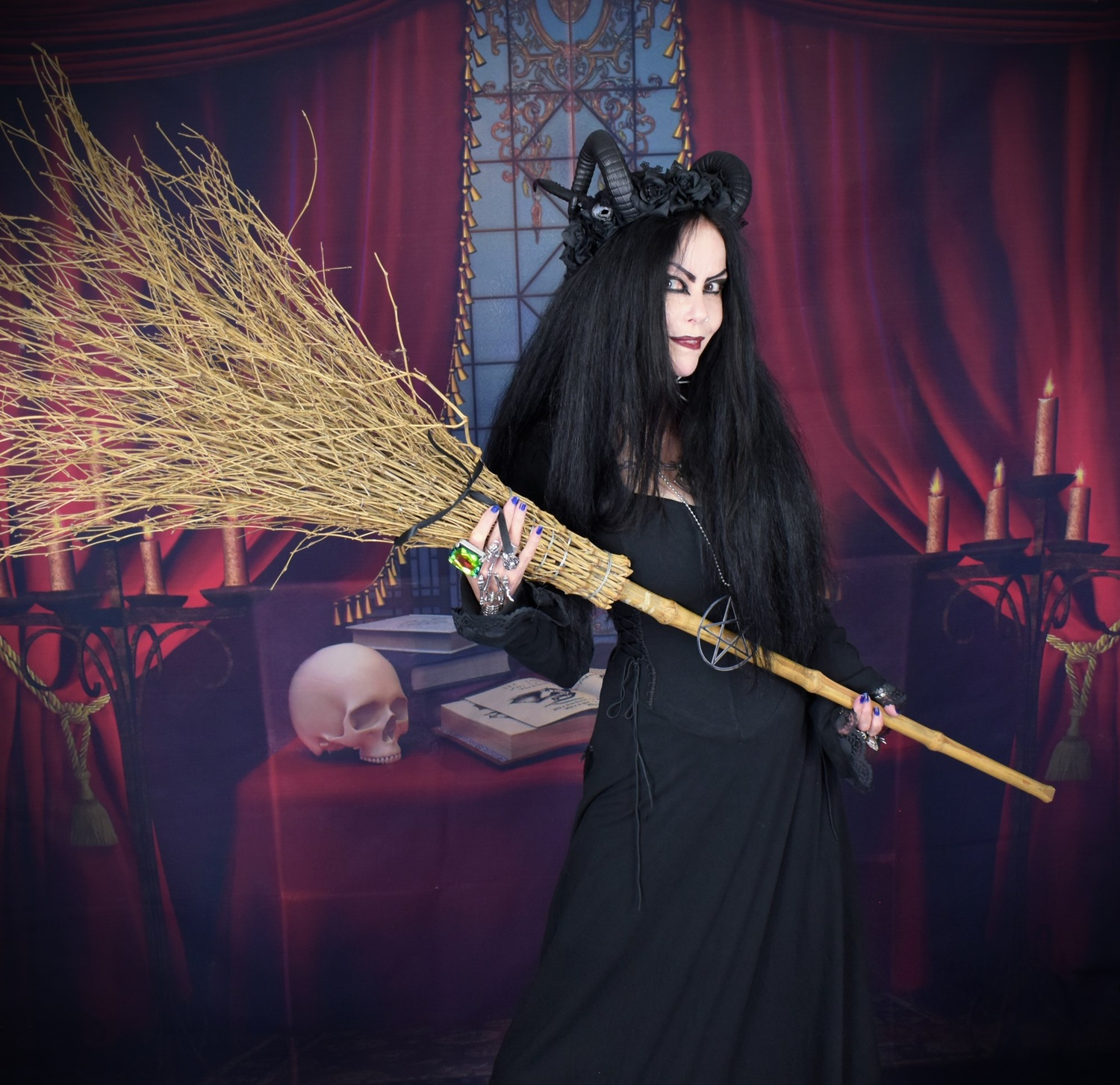 Weatherwax Nightshade Witch Dress - cotton lycra witchy witch goth dress by Moonmaiden Gothic Clothing