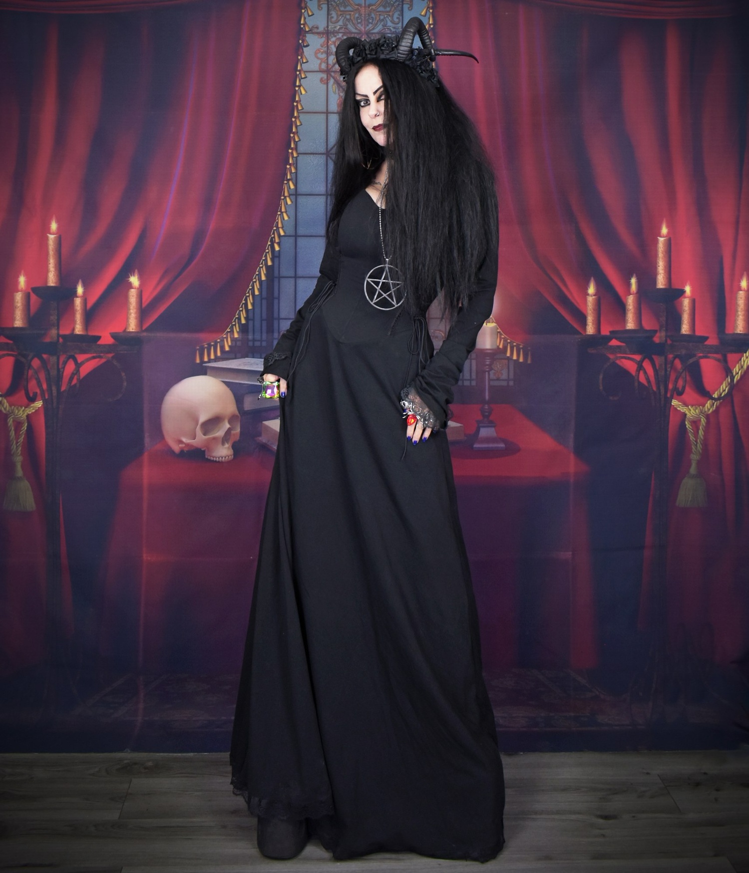Weatherwax Nightshade Witch Dress - cotton lycra witchy witch goth dress by Moonmaiden Gothic Clothing