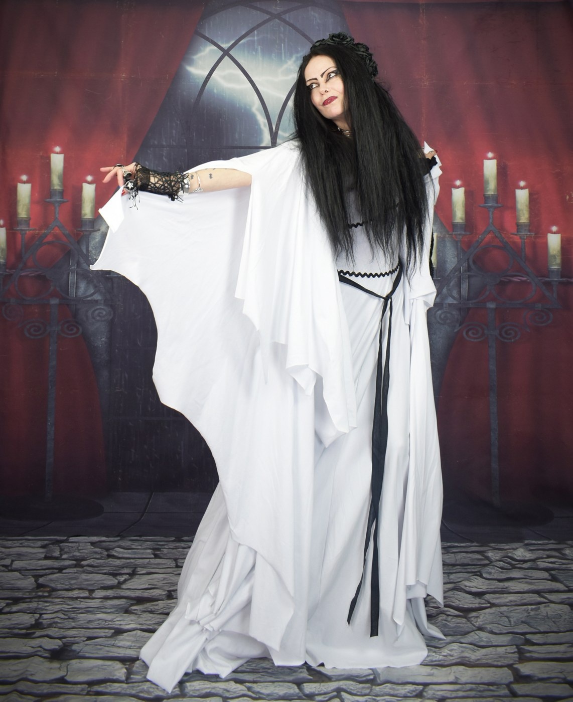 Lily Munster Deluxe Gown - cotton lycra munsters gown by Moonmaiden Gothic Clothing