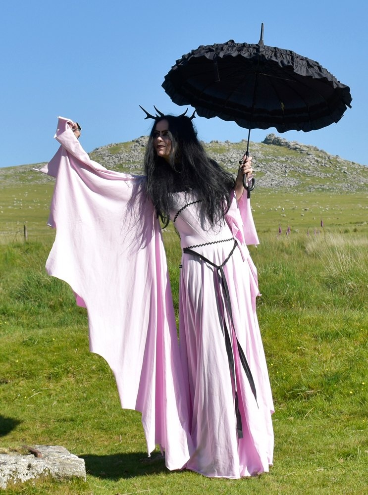 Lily Munster Deluxe Gown - cotton lycra halloween cosplay costume, based on the iconic dress worn by Yvonne de Carlo in the Munsters