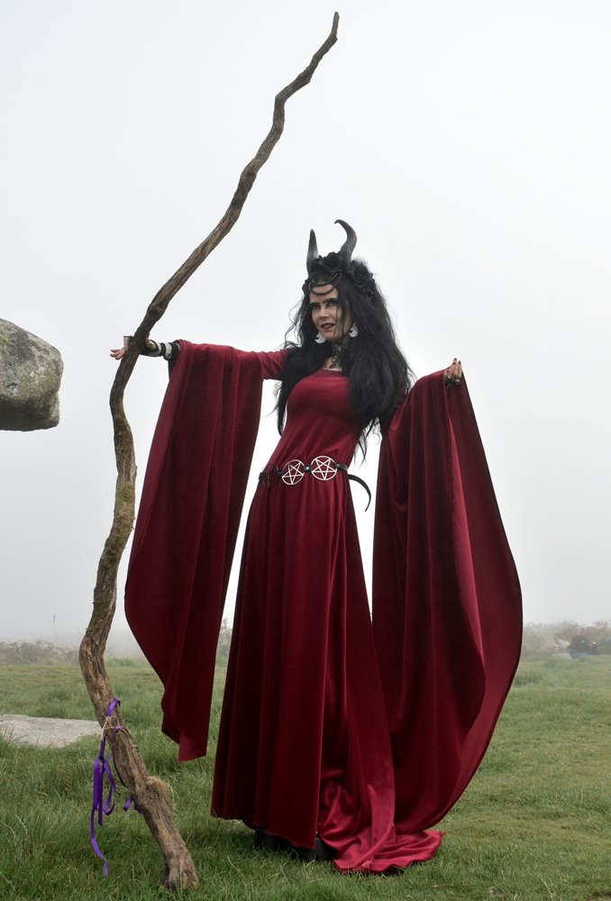 Celebrian Gown - steamed velvet medieval arwen gown by Moonmaiden Gothic Clothing