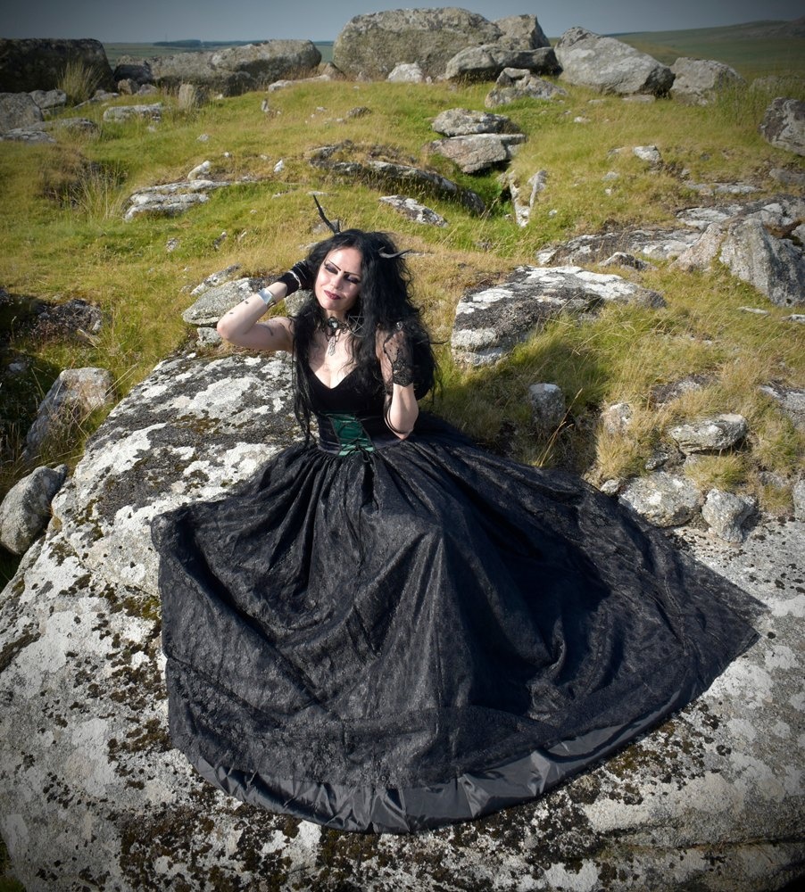 Lace Enchantress Gown - steamed velvet and lace goth steampunk ballgown by Moonmaiden Gothic Clothing