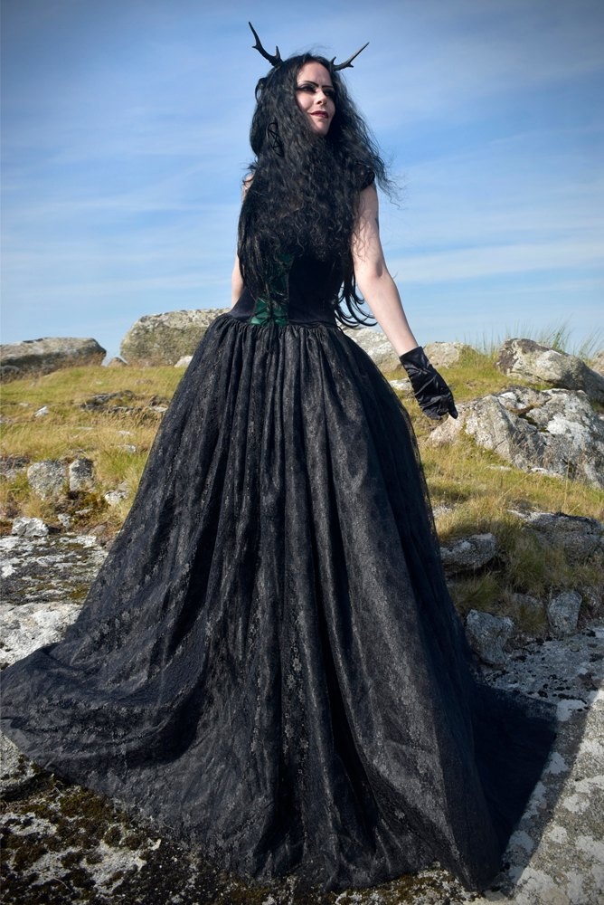 Lace Enchantress Gown - steamed velvet and lace goth steampunk ballgown by Moonmaiden Gothic Clothing