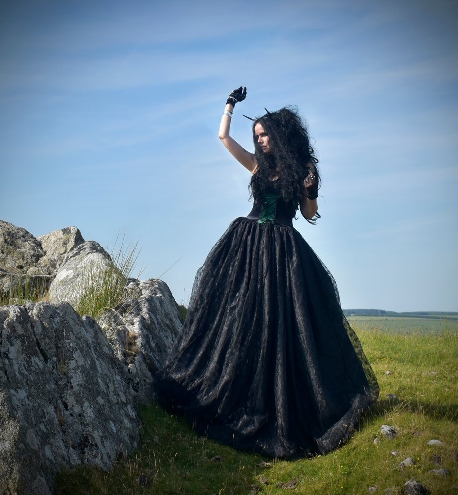 Lace Enchantress Gown - steamed velvet and lace goth steampunk ballgown by Moonmaiden Gothic Clothing