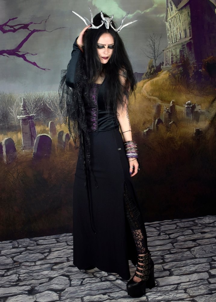 Cotton Split Skirt - slinky gothy witchy magic by Moonmaiden Gothic Clothing