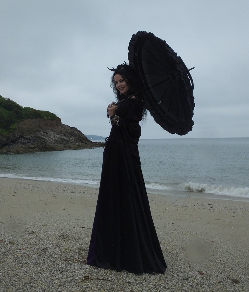 Melian Gown - steamed velvet off-shoulder medieval goth witchy dress by Moonmaiden Gothic Clothing