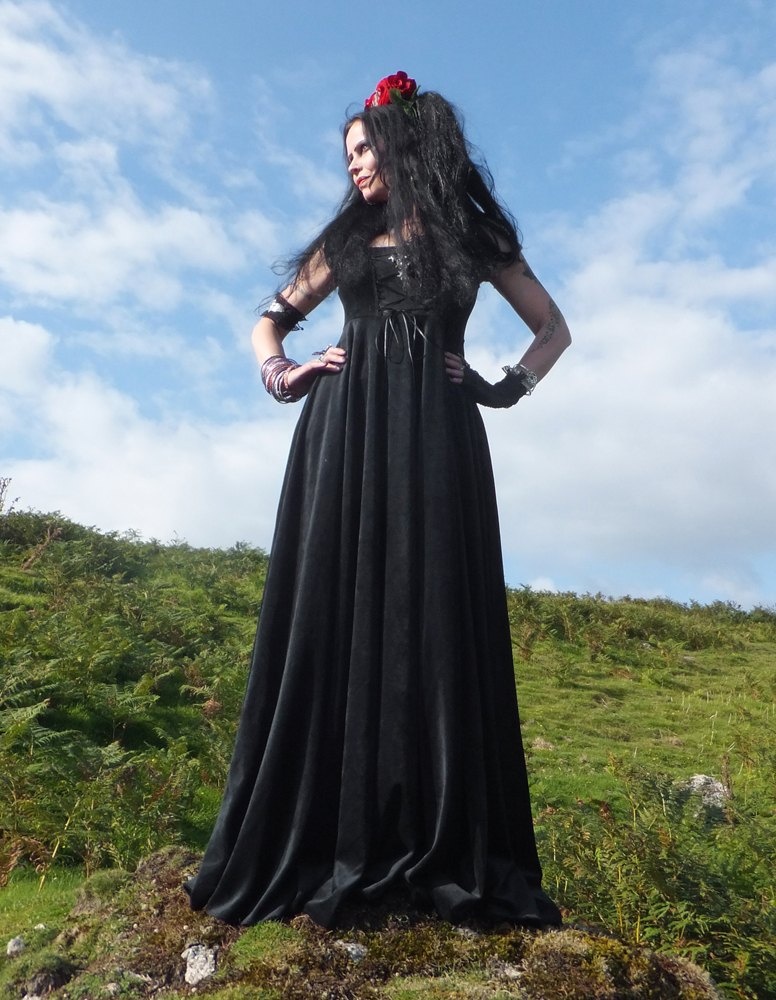 Lady Boleyn Gown - steamed velvet and taffeta medieval tudorgoth steampunk goth witch dress by Moonmaiden Gothic Clothing