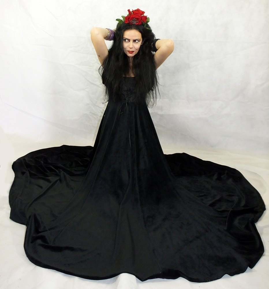Lady Boleyn Gown - steamed velvet and taffeta medieval tudorgoth steampunk goth witch dress by Moonmaiden Gothic Clothing