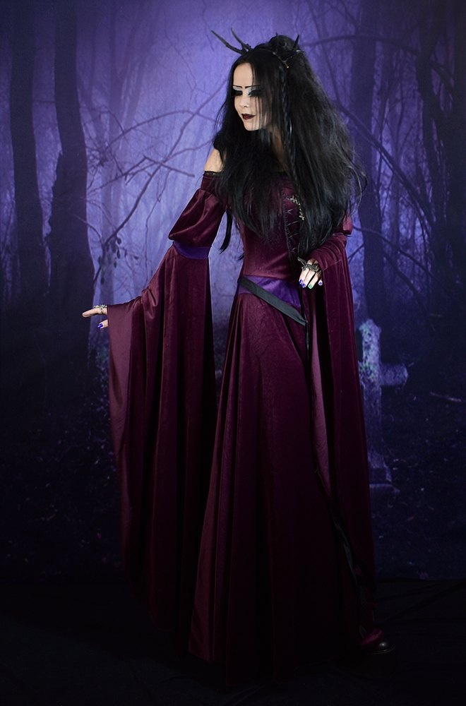 Guinevere Gown - witchy clothing steamed velvet medieval arthurian goth witch dress by Moonmaiden Gothic Clothing
