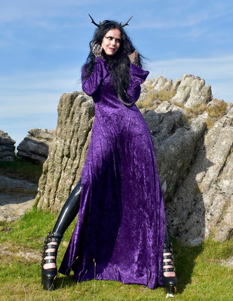 Ritual Hooded Dress - crushed velvet hooded witchy gown by Moonmaiden  Gothic Clothing