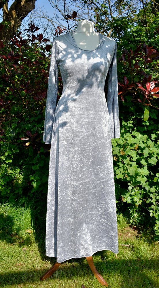 Ritual Hooded Dress in Silver by Moonmaiden Gothic Clothing