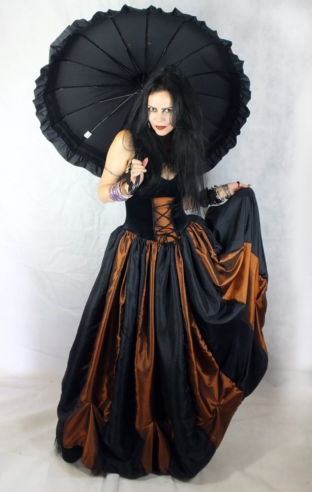 Steampunk Ballgown - steamed velvet and taffeta steampunk gothic ballgown by Moonmaiden Gothic Clothing