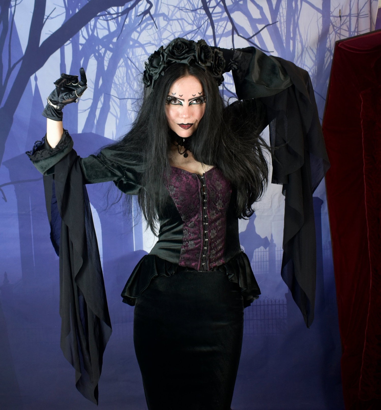 Vale of Tears Top - Steamed Velvet steampunk goth witch top by Moonmaiden Gothic Clothing