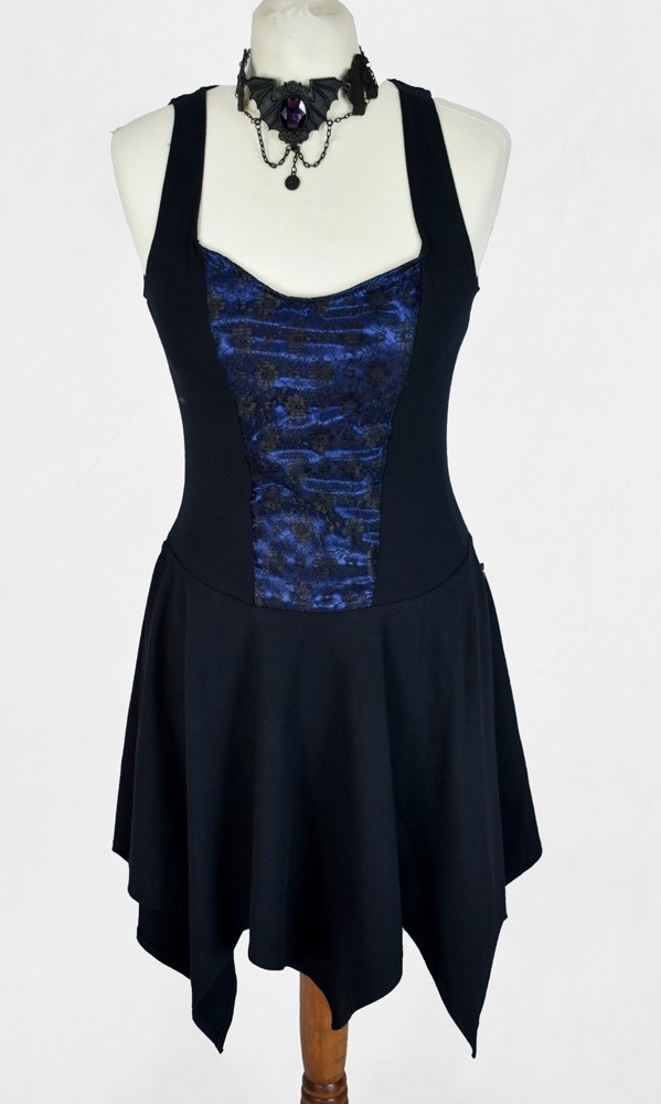 Shadowfaery Minidress - cotton lycra goth witch fairy mini dress by Moonmaiden Gothic Clothing