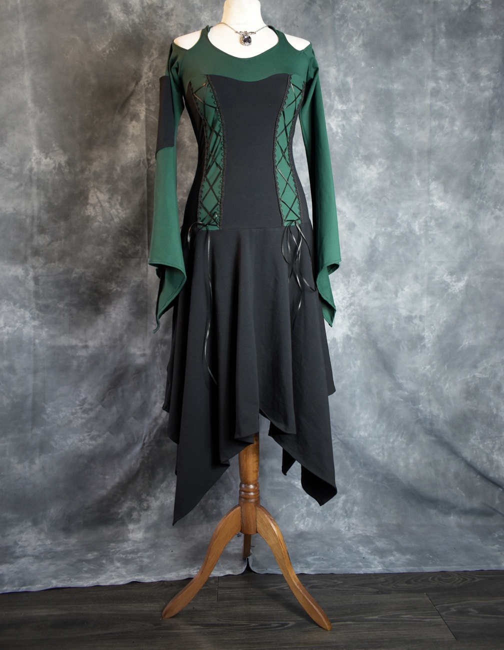 Elven Huntress Dress - witchy elven goth dress by Moonmaiden