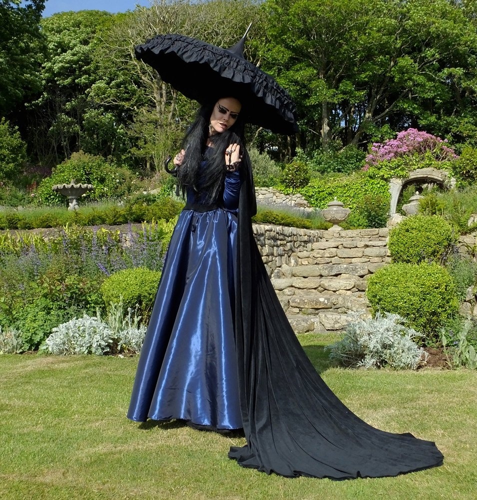 Morella Gown - steamed velvet and taffeta goth steampunk medieval victorian gown by Moonmaiden Gothic Clothing