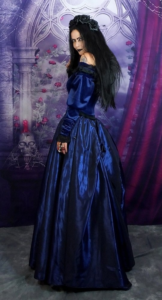Morella Gown - steamed velvet and taffeta goth steampunk medieval victorian gown by Moonmaiden Gothic Clothing