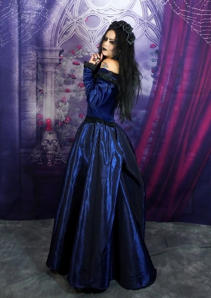 Morella Gown - steamed velvet and taffeta goth steampunk medieval victorian gown by Moonmaiden Gothic Clothing