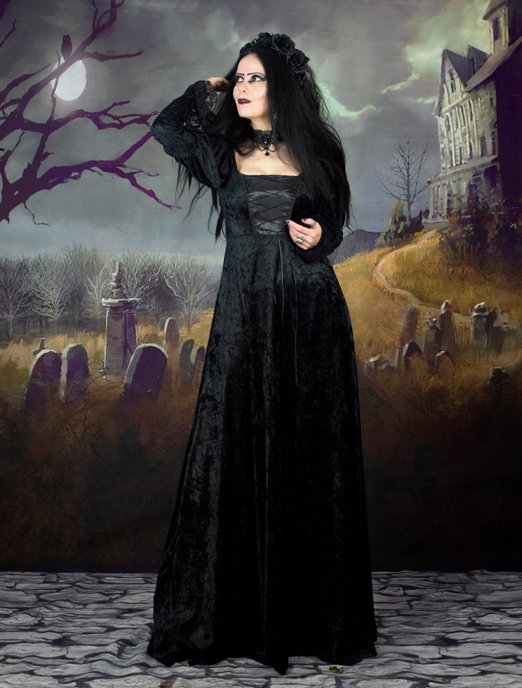 Vampire Betrothal Gown - crushed velvet and taffeta goth witch dress by  Moonmaiden Gothic Clothing