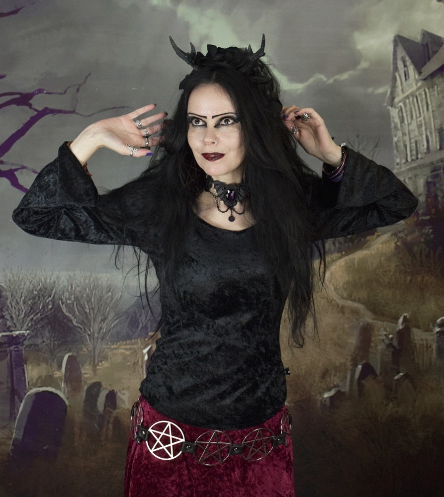 Lisian Top - crushed velvet witch goth top by Moonmaiden Gothic Clothing