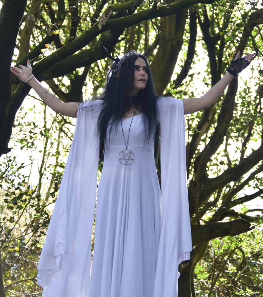 Fae of the Falls Gown - medieval elven arthurian dress by Moonmaiden Gothic Clothing